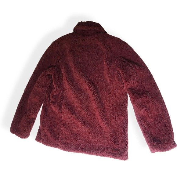 Bagatelle Collection Faux Fur Jacket Womens S Burgundy/Plum Zip Pocket Soft - Picture 3 of 10